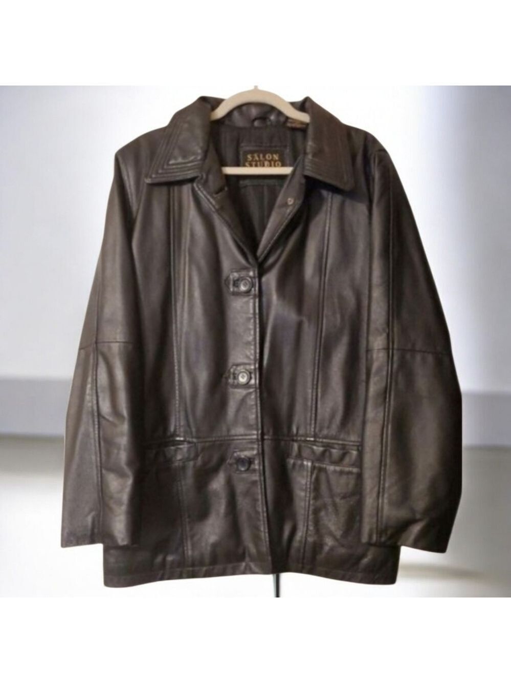 Salon Studio by Haband mens size large black vintage genuine leather &‎ lined